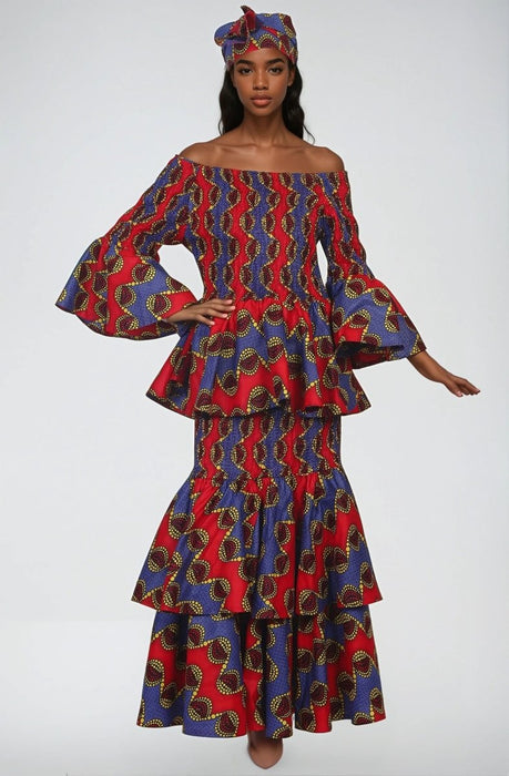 African / Ankara 2 Piece Skirt Sets Elastic Waist One-Size FITS