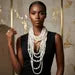 Multi-Strand Pearl Necklace Cream Cluster Long Set for