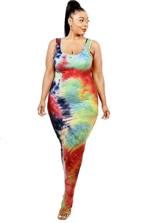 TIE DYE MAXI DRESS -TIE DYE FABRIC