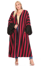 Load image into Gallery viewer, Striped ruffled long sleeve open front cardigan Onesize