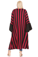 Load image into Gallery viewer, Striped ruffled long sleeve open front cardigan Onesize