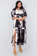 Load image into Gallery viewer, Flower Print Contrast Missy Maxi Dress