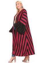 Load image into Gallery viewer, Striped ruffled long sleeve open front cardigan Onesize