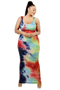 TIE DYE MAXI DRESS -TIE DYE FABRIC