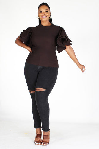 Plus size round neck butterfly top