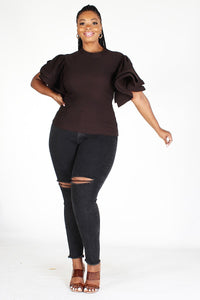 Plus size round neck butterfly top