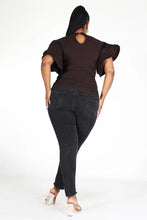 Load image into Gallery viewer, Plus size round neck butterfly top