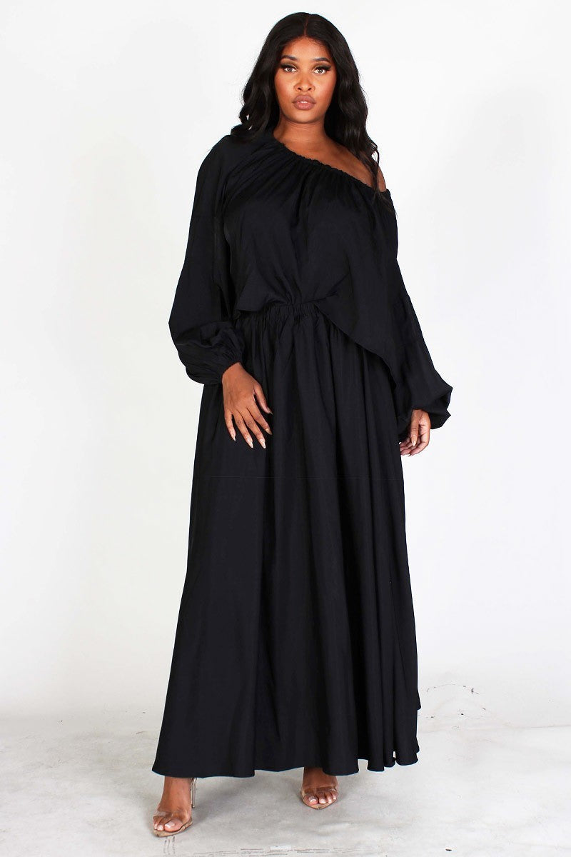 Solid Oversize Skirt Set With Matching Face Mask