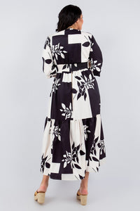 Flower Print Contrast Missy Maxi Dress