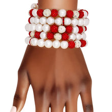 Load image into Gallery viewer, White Pearl and Bead Memory Wire Bracelet