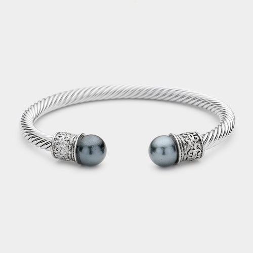 Thick  Silver /Grey Classic Bangle Bracelet Per Sets Small