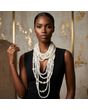 Multi-Strand Pearl Necklace Cream Cluster Long Set for