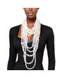Multi-Strand Pearl Necklace Cream Cluster Long Set for