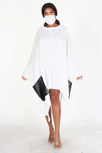 DOLMAN LONG SLEEVE OVERSIZED ASYMMETRICAL  SHIRT DRESS