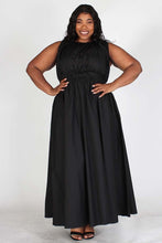 Load image into Gallery viewer, Plus Detachable Long Bubble Sleeves Tie Maxi Dress With Pockets And  Mask