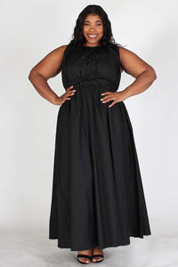 Plus Detachable Long Bubble Sleeves Tie Maxi Dress With Pockets And  Mask