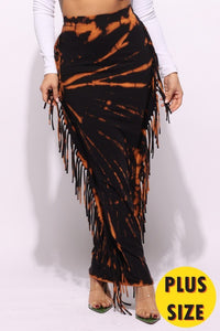 Tie-Dye Fringed Maxi Skirt