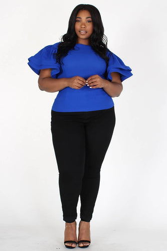 Plus size round neck butterfly top