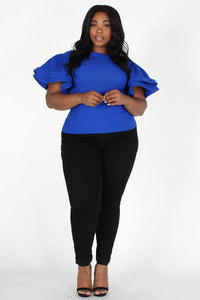 Plus size round neck butterfly top