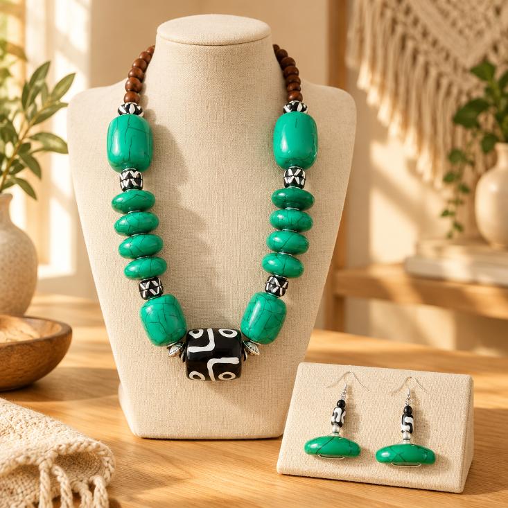 Beautiful&nbsp; handmade statement neckalce with matching earrings