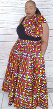 Load image into Gallery viewer, ANKARA PRINT MAXI SKIRT COMES WITH HEAD-WRAP/MASK ONESIZE
