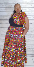 Load image into Gallery viewer, ANKARA PRINT MAXI SKIRT COMES WITH HEAD-WRAP/MASK ONESIZE