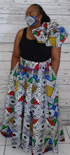 Load image into Gallery viewer, ANKARA PRINT MAXI SKIRT COMES WITH HEAD-WRAP ONESIZE FITS MOST