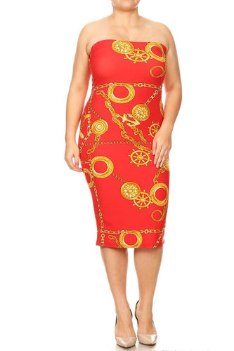 chains pattern print tube dress