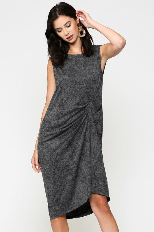 Pintuck Midi Dress