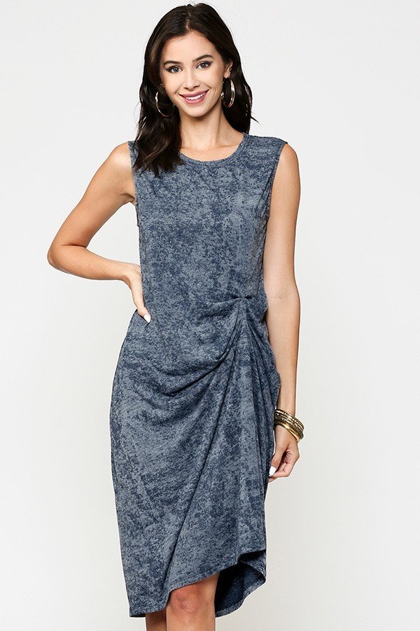 Pintuck Midi Dress