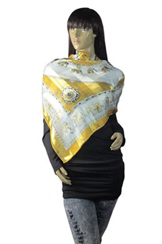 Elephant Print Satin Square Scarves.