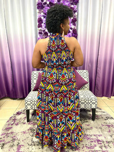 Long Smocked Multi-Color Ankara Dress