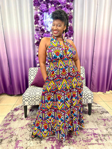 Long Smocked Multi-Color Ankara Dress