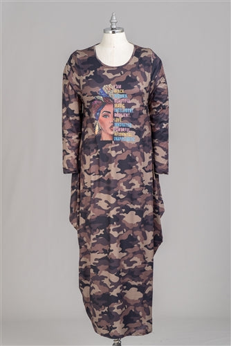 Camo Inspiration Print Knit Maxi Dress