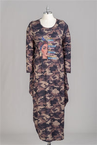 Camo Inspiration Print Knit Maxi Dress
