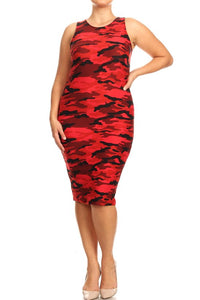 Camouflage print, stretchy, sleeveless