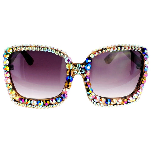 Sparkly Leopard Square Cat Eye Sunglasses