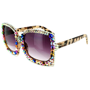 Sparkly Leopard Square Cat Eye Sunglasses