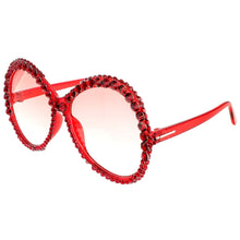 Load image into Gallery viewer, Red Sparkly Round Sunglasses