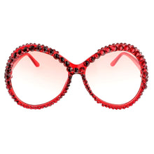 Load image into Gallery viewer, Red Sparkly Round Sunglasses