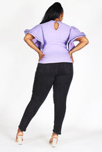 Load image into Gallery viewer, Plus size round neck butterfly top