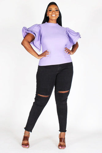 Plus size round neck butterfly top